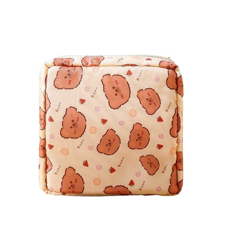 Whoelsale Cartoon Printed Sanitary Napkin Polyester Storage Bag